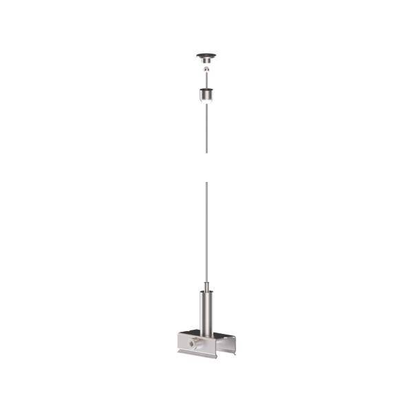 Deckenlampenaufhängung aus Metall, bestehend aus Schnur, Deckenbefestigung und Halterung. Modernes Design für hängende Leuchten.