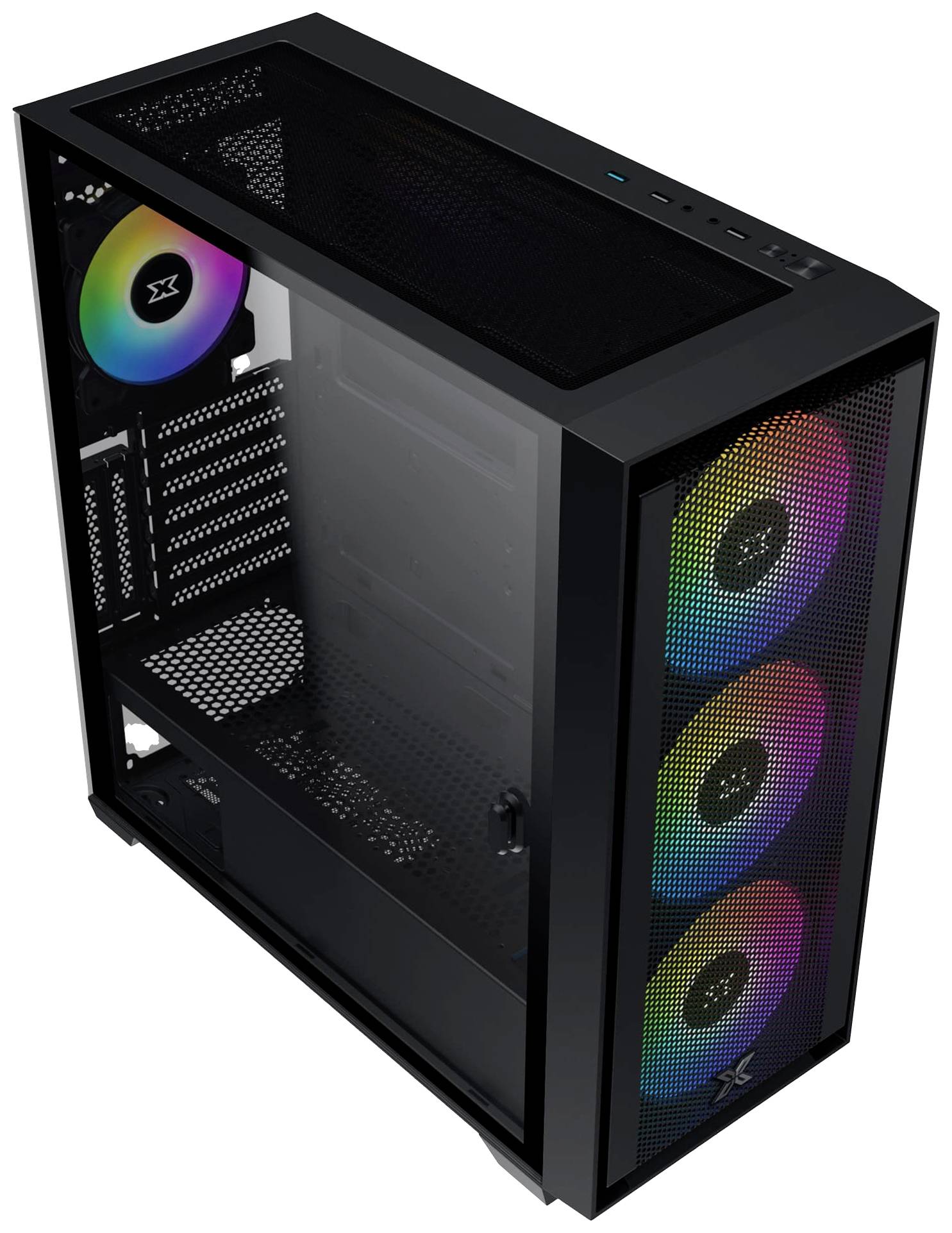 Xigmatek Anubis Pro 4FX Midi-Tower PC-Gehäuse Schwarz 4 vorinstallierte Lüfter, Seitenfenster