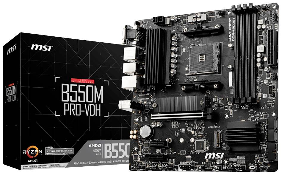 MSI B550M PRO-VDH Mainboard Sockel (PC) AMD® AM4 Formfaktor (Details) Micro-ATX Mainboard-Chipsatz AMD® B550