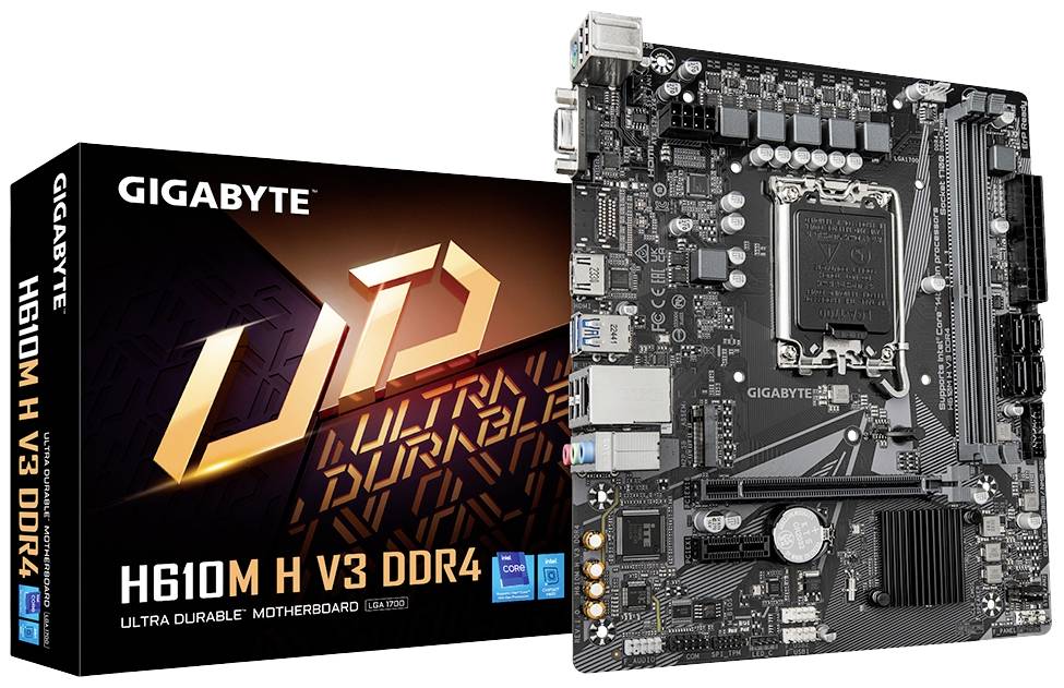 Gigabyte GA-H610M H V3 Mainboard Sockel (PC) Intel® LGA 1700 Formfaktor (Details) Micro-ATX Mainboard-Chipsatz Intel® H610 Express