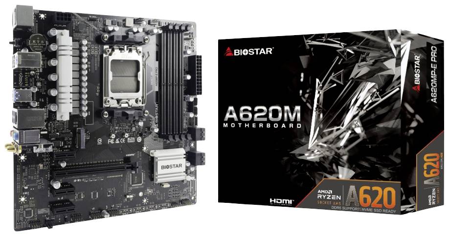 BioStar A620MP-E Pro Mainboard Sockel (PC) AMD AM5 Formfaktor (Details) Micro-ATX Mainboard-Chipsatz AMD® A620