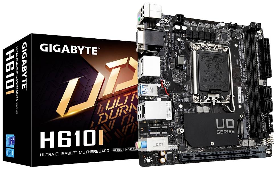 Gigabyte GA-H610I Mainboard Sockel (PC) Intel® LGA 1700 Formfaktor (Details) Mini-ITX Mainboard-Chipsatz Intel® H610 Express