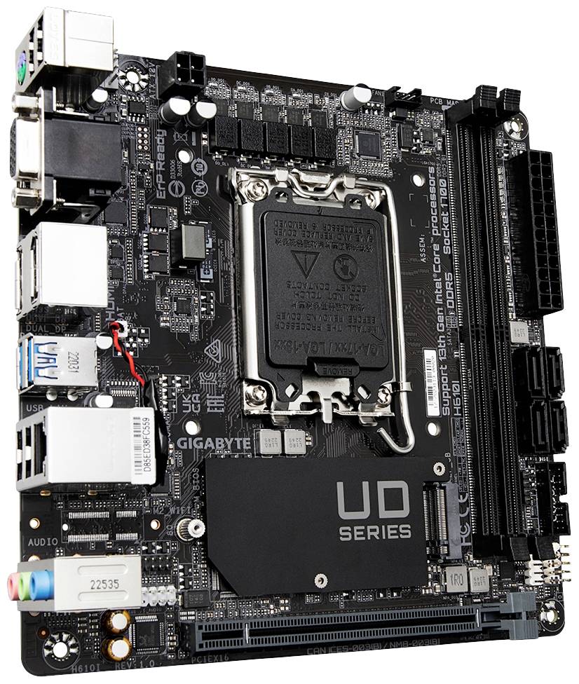Gigabyte GA-H610I Mainboard Sockel (PC) Intel® LGA 1700 Formfaktor (Details) Mini-ITX Mainboard-Chipsatz Intel® H610 Express