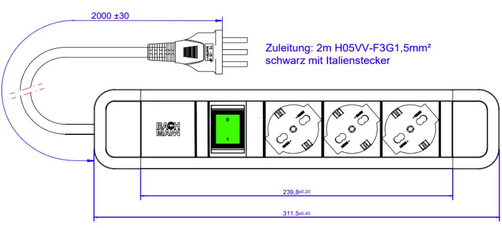 Bachmann 350091 Steckdosenleiste Schwarz 1St.