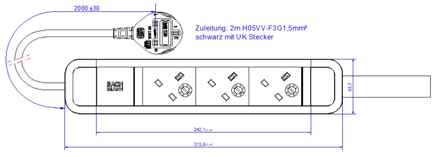 Bachmann 3500136 Steckdosenleiste Schwarz 1St.