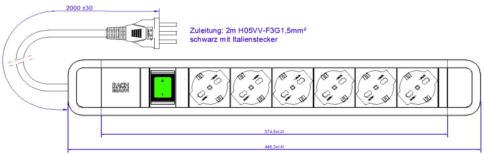 Bachmann 350088 Steckdosenleiste Schwarz 1St.