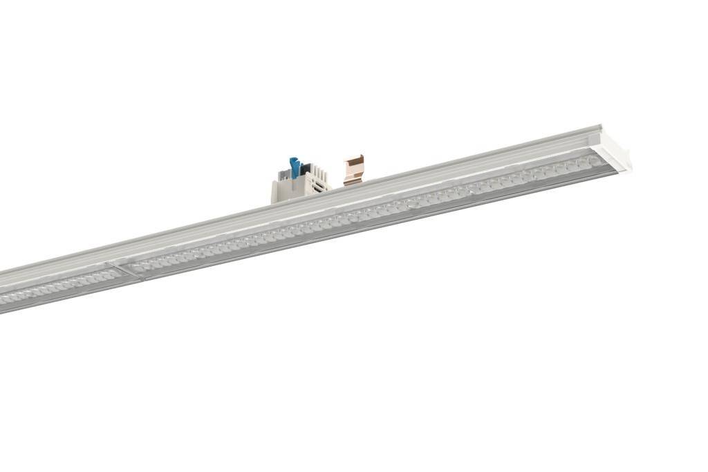 Langes, weißes LED-Leuchtpanel mit integriertem Vorschaltgerät, geeignet für kommerzielle oder industrielle Innenbeleuchtung.