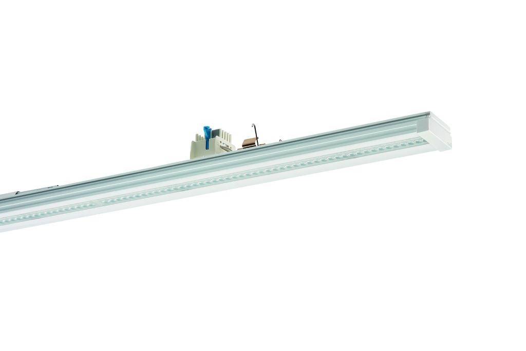 Hängende LED-Leuchtstoffröhre, weißes Design, für Beleuchtung in Innenräumen. Funktionalität und Energieeffizienz sind betont.