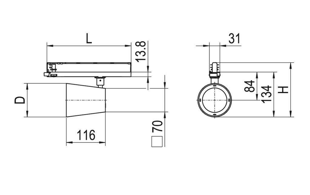 RIDI 0332093AQ 0332093AQ Hochvolt-Schienensystem-Leuchte LED Schwarz