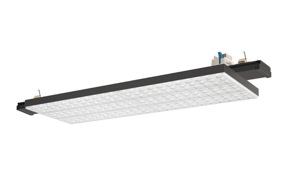 LED-Modul in rechteckiger Form mit vielen kleinen Leuchtenelementen und Steckverbindungen auf der oberen Seite.