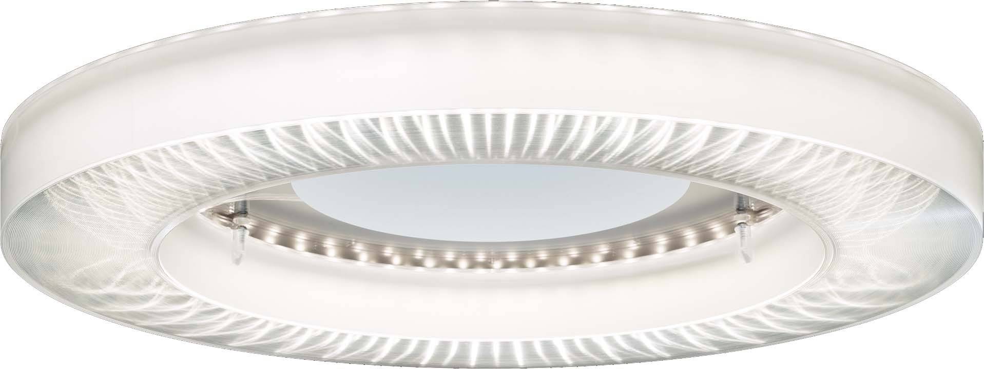 Runde Deckenleuchte mit modernem, weißem Design und LED-Beleuchtung. Ideal für Innenräume.