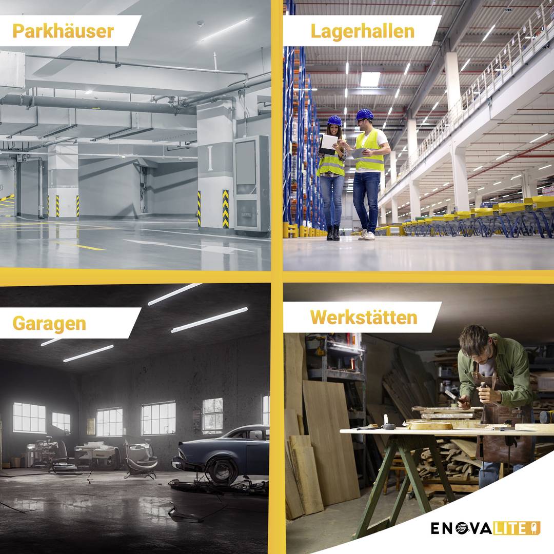 EnovaLite PRO Feuchtraum-Wannenleuchte, LED-Feuchtraum-Wannenleuchte, LED-Lichtleiste EEK: E (A - G) LED 18 W Neutralweiß Weiß