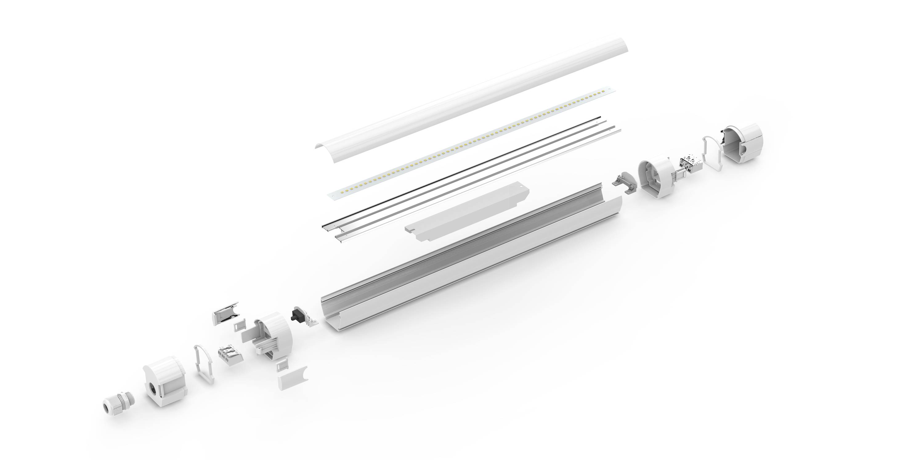 EnovaLite PRO Feuchtraum-Wannenleuchte, LED-Feuchtraum-Wannenleuchte, LED-Lichtleiste EEK: E (A - G) LED 18 W Neutralweiß Weiß