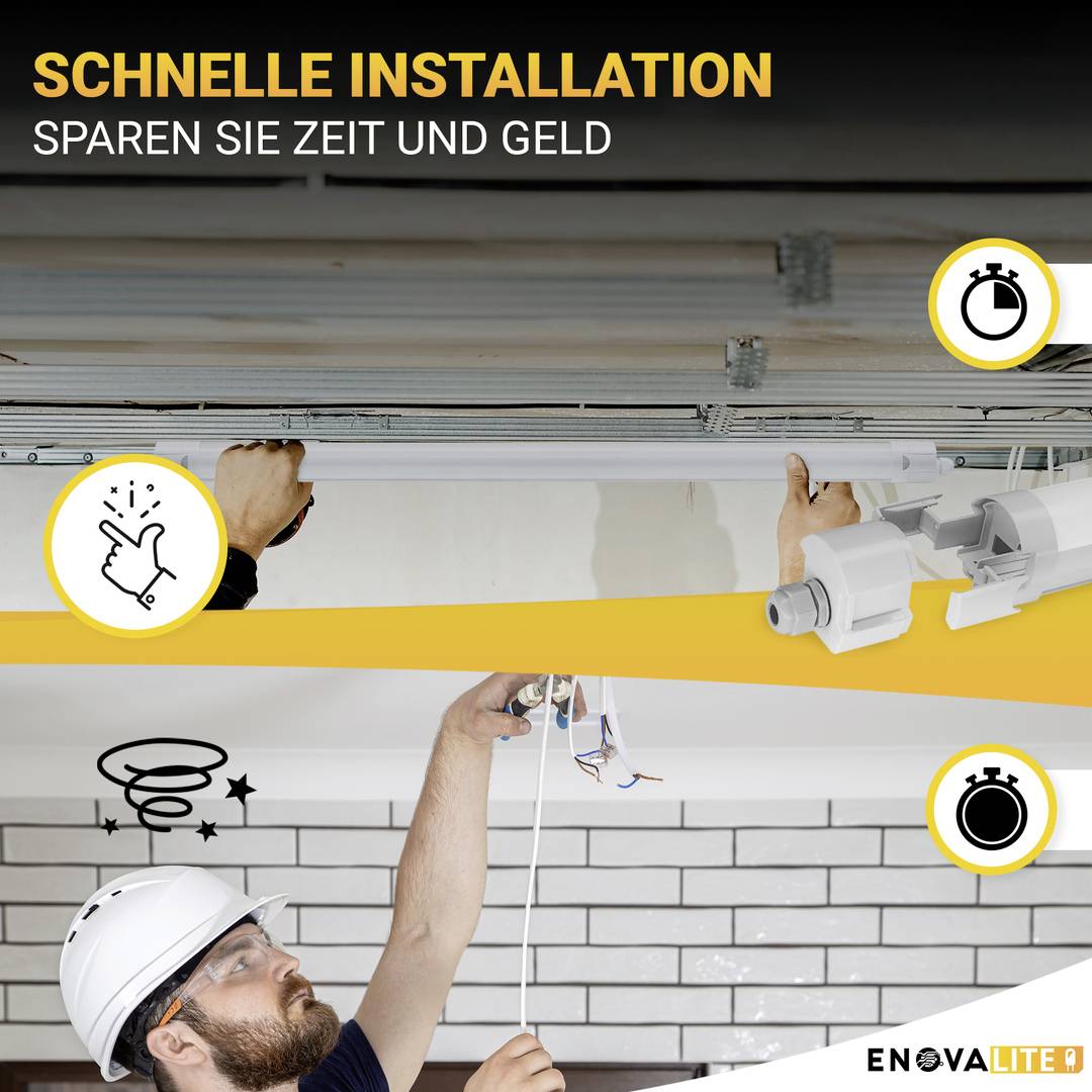 EnovaLite PRO Feuchtraum-Wannenleuchte, LED-Feuchtraumleuchte, Wannenleuchte EEK: E (A - G) LED 36 W Neutralweiß Weiß