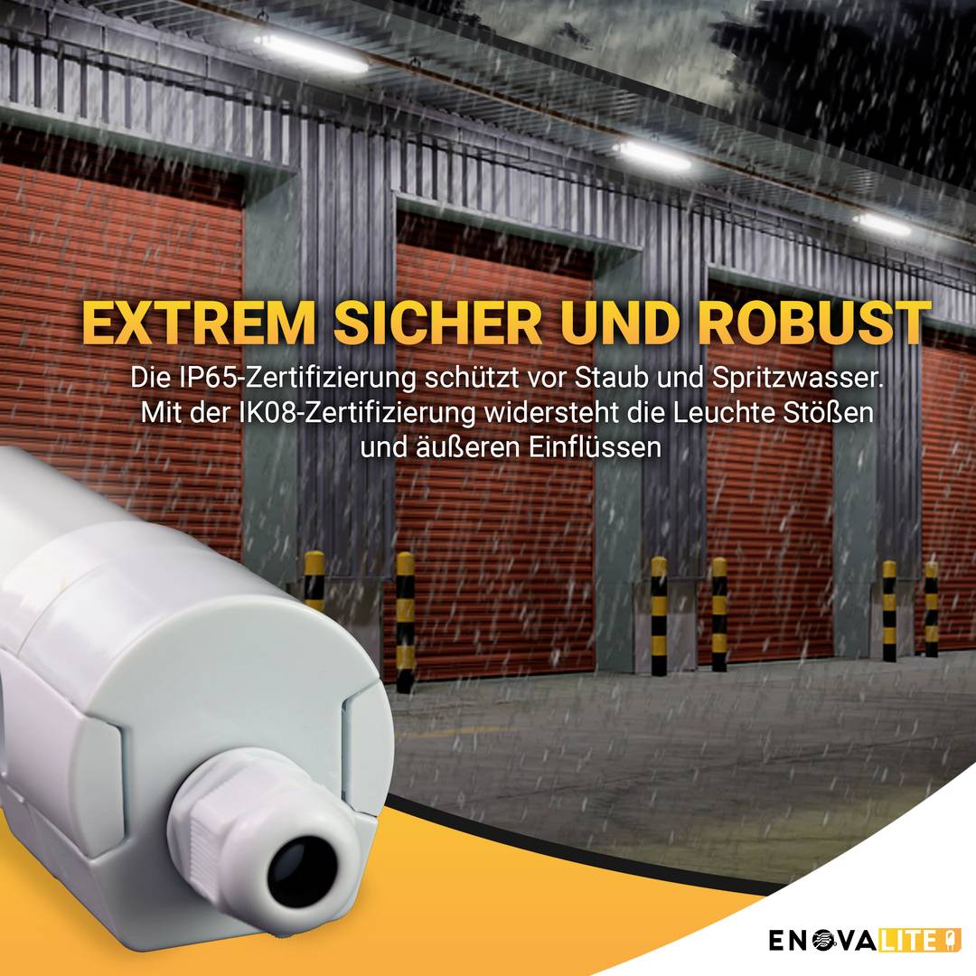 EnovaLite PRO Feuchtraumleuchte, LED-Feuchtraum-Wannenleuchte, Wannenleuchte EEK: E (A - G) LED 50 W Neutralweiß Weiß