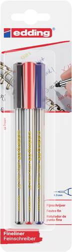 Edding 4-89-3-1999 Fineliner Schwarz, Rot, Blau 0.3 mm 3 St.