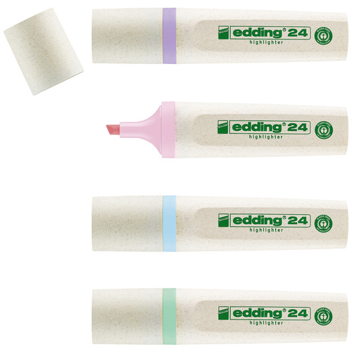 Edding Textmarker 4-24-4-1000 Pastell-Violett, Pastell-Grün, Pastell-Rosa, Pastell-Blau 2 mm, 5 mm