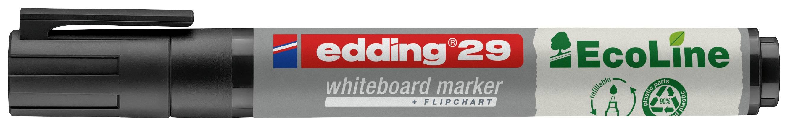 Grauer Whiteboard-Marker mit der Aufschrift 'edding 29 EcoLine'. Geeignet für umweltfreundliches Schreiben auf Whiteboards und Flipcharts.