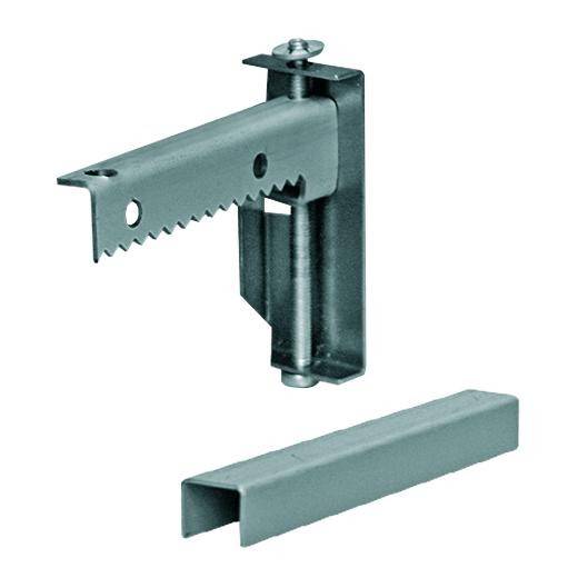 Metallgriff mit gezahnter Halterung und Abdeckung, möglicherweise für Möbelmontage oder DIY-Projekte geeignet.