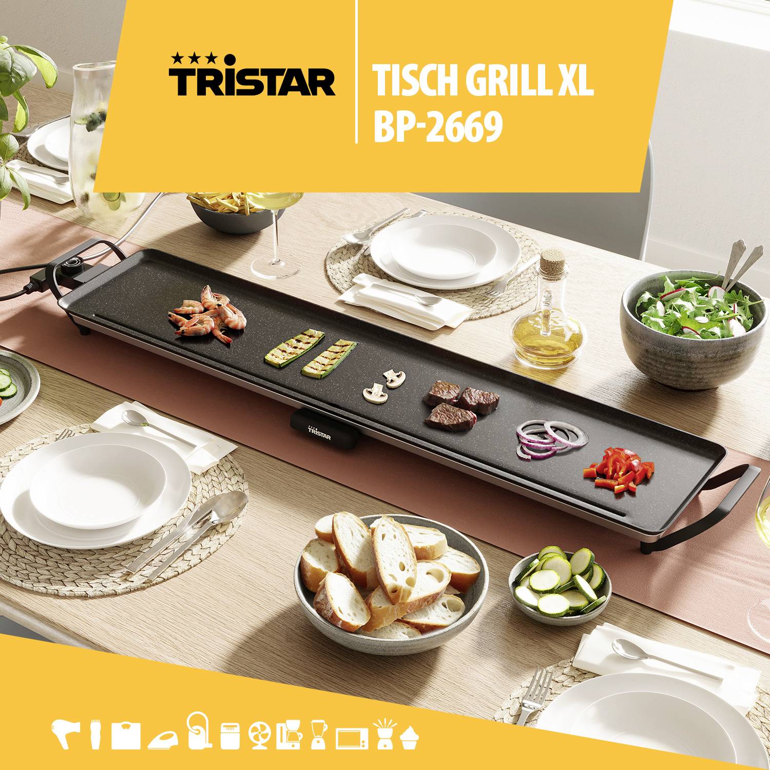 Tristar Slim XXL BP-2670 Elektro Grillplatte Schwarz