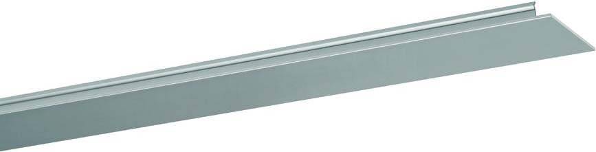 Metallische Abdeckung für Decke, länglich und grau, ideal zur Verkleidung von Beleuchtungseinrichtungen oder Kabeln.