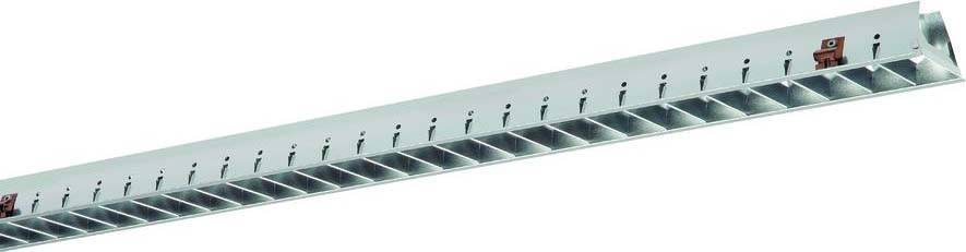 Lüftungsschlitzleiste aus Metall, lang und rechteckig, mit regelmäßigen vertikalen Schlitzen für Luftzirkulation.