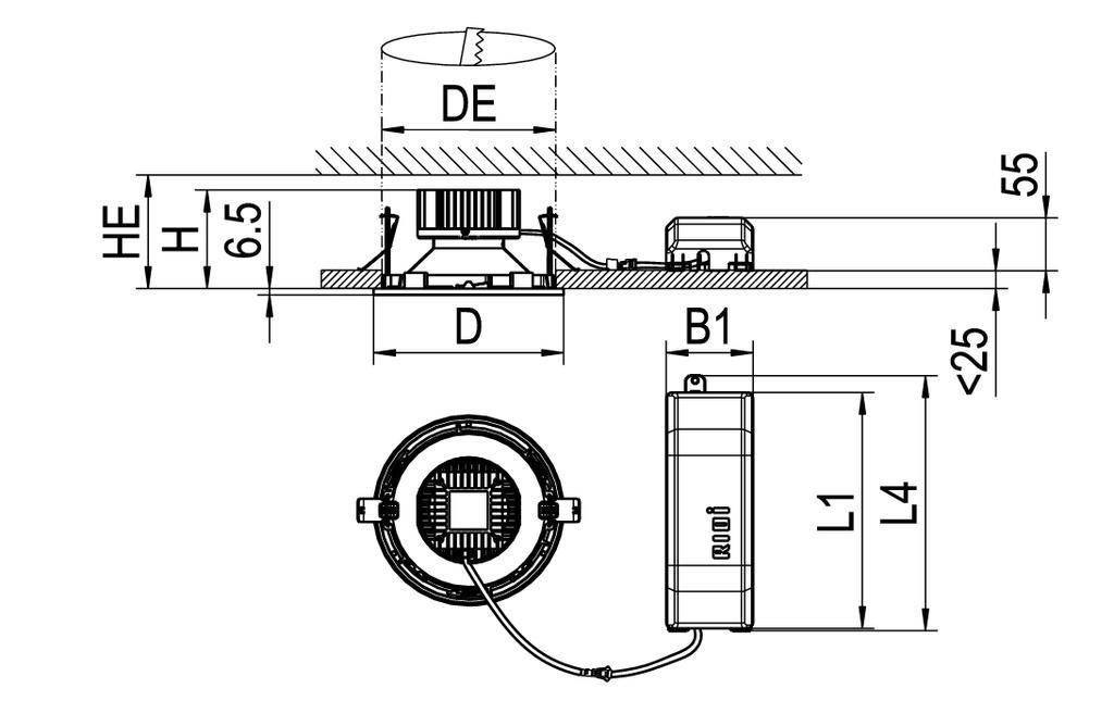 RIDI 0331318//377 0331318//377 LED-Einbauleuchte LED 16W Weiß