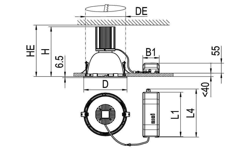 RIDI 0331367//377 0331367//377 LED-Einbauleuchte LED 31W Weiß