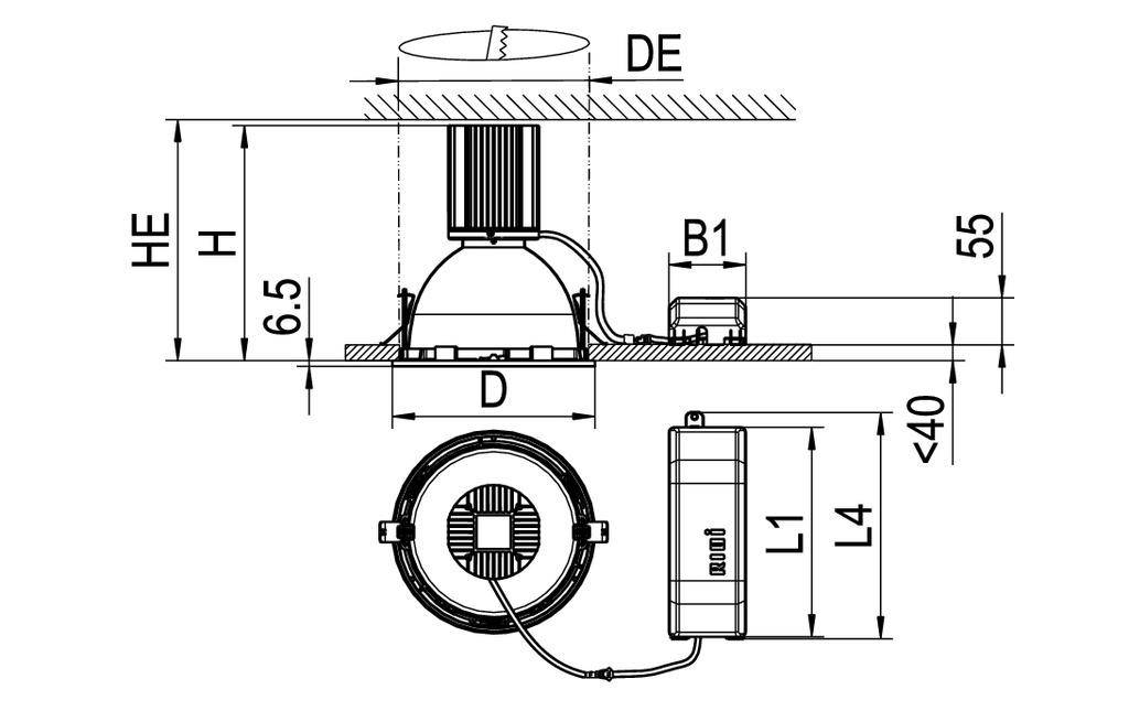RIDI 0331335//377 0331335//377 LED-Einbauleuchte LED 31W Weiß