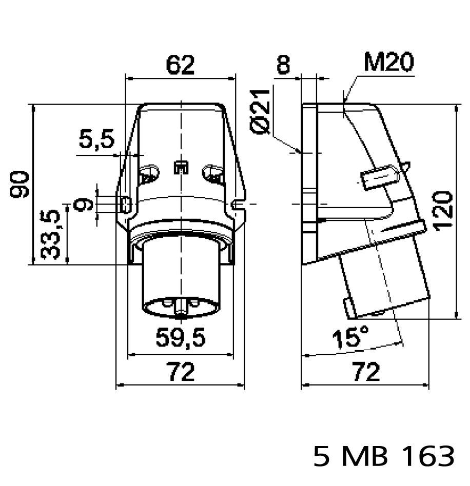 Bals Elektrotechnik 24423 24423 CEE Wandstecker 16.0A 3polig 230V 1St.