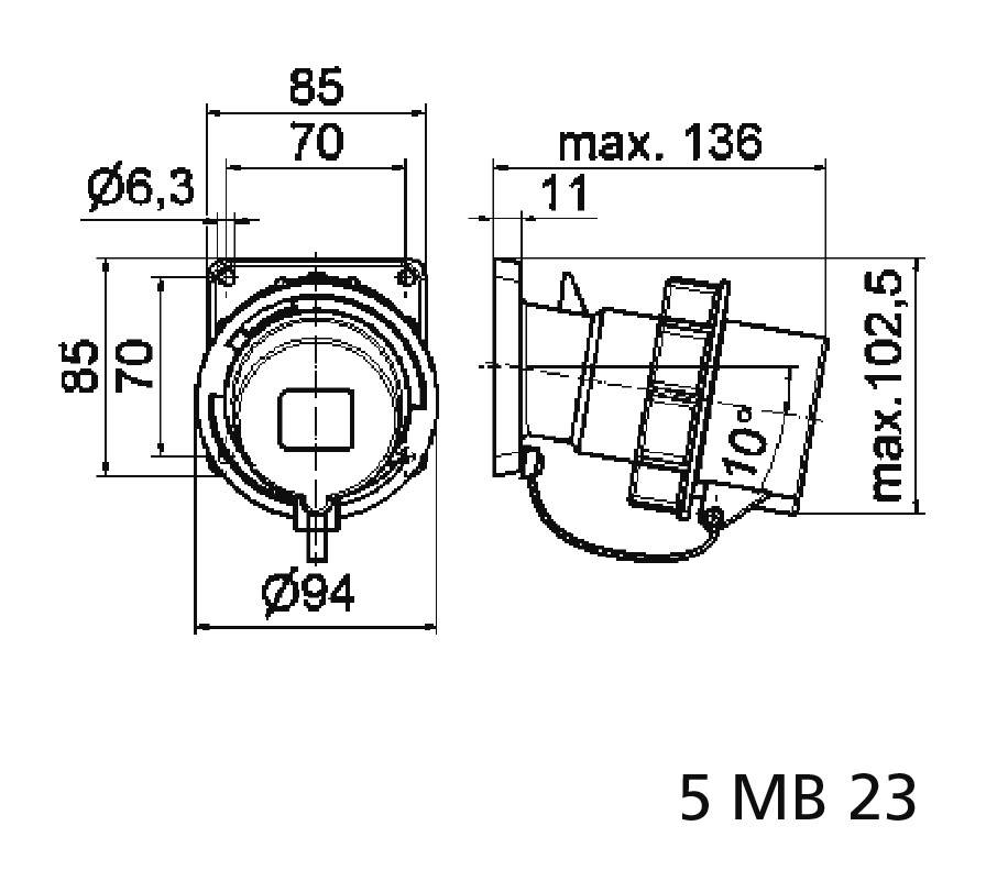 Bals Elektrotechnik 27027 27027 CEE Anbaustecker 32.0A 4polig 1St.