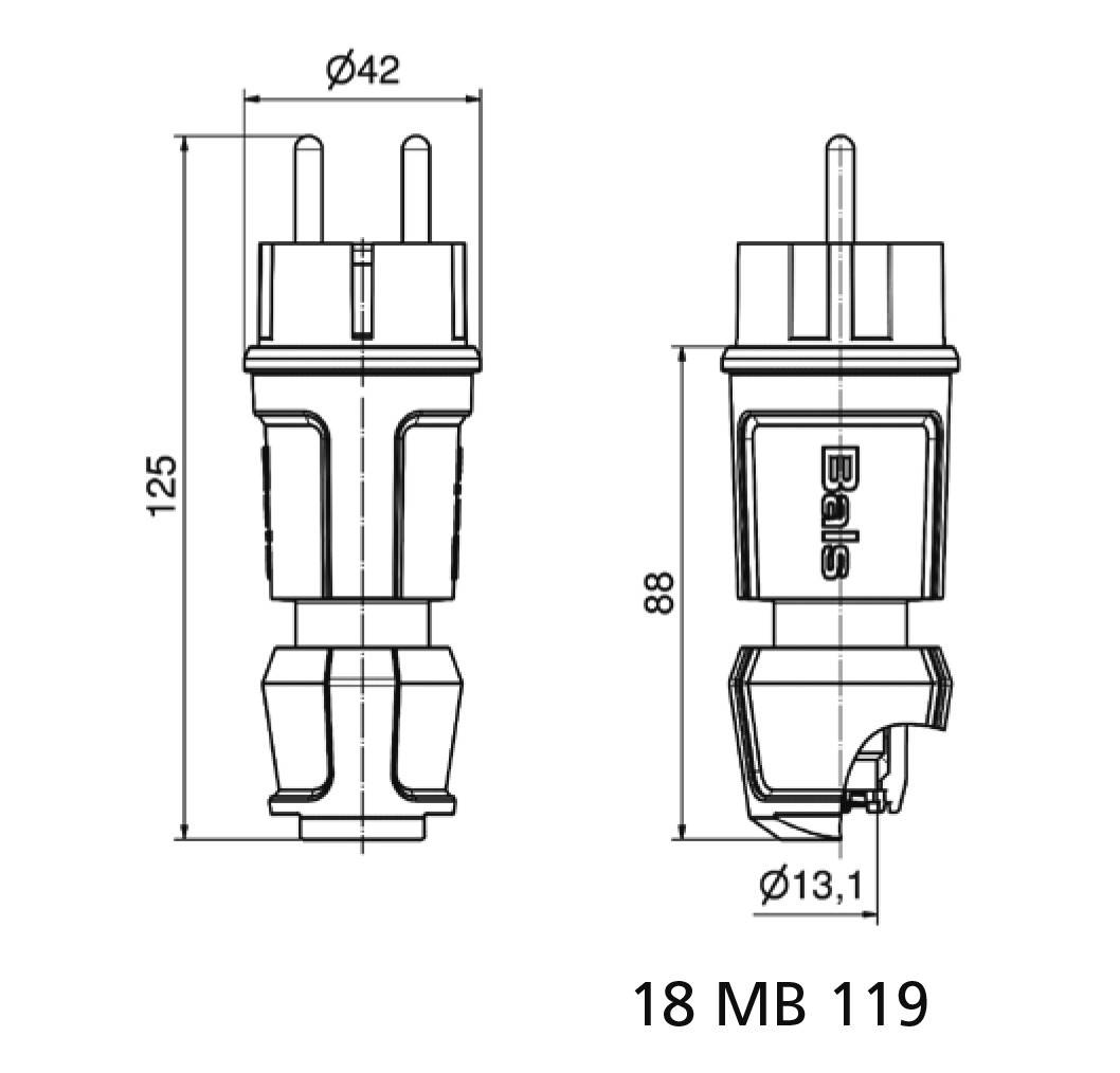 Bals Elektrotechnik 7372 Schutzkontaktstecker 250V Schwarz IP44