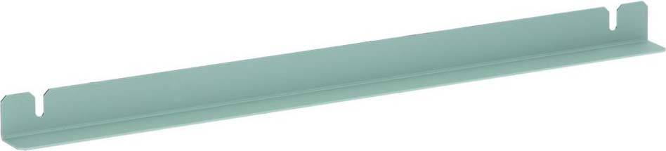 Metallene Strebe, rechteckig, hellgrau, mit zwei Aussparungen an beiden Enden zur Befestigung. Geeignet für Montagestrukturen.