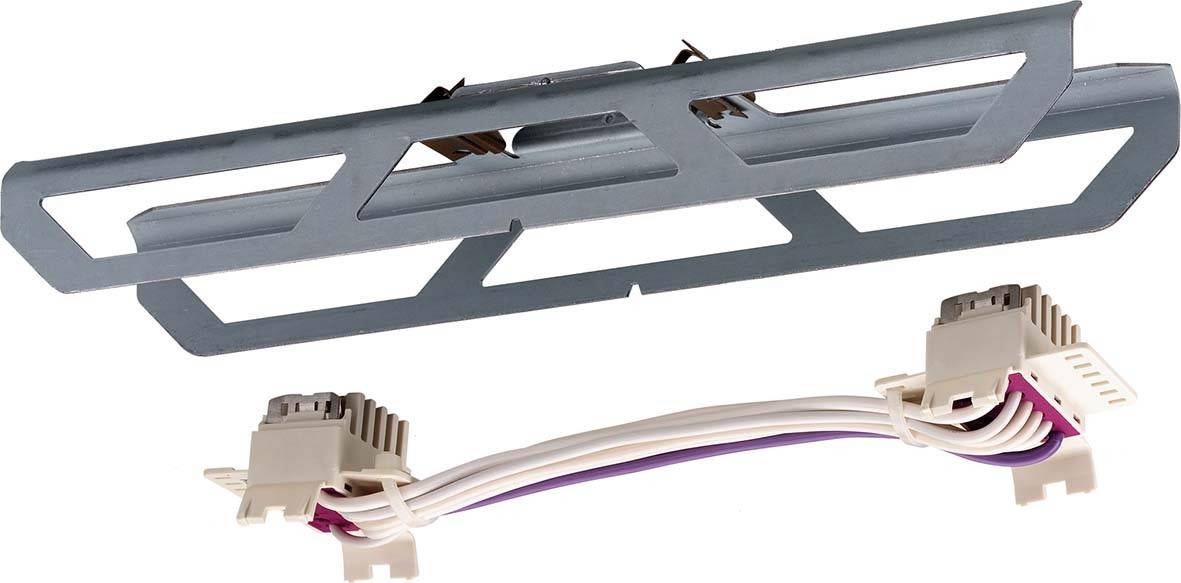 Metallischer Kühlerahmen und Kabel mit Steckverbindern, häufig verwendet in technischen Geräten oder Maschinen.