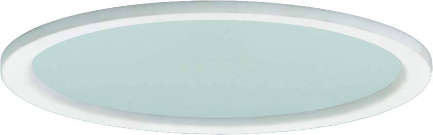 Flache, runde LED-Deckenleuchte mit weißem Rand und bläulichem Licht.