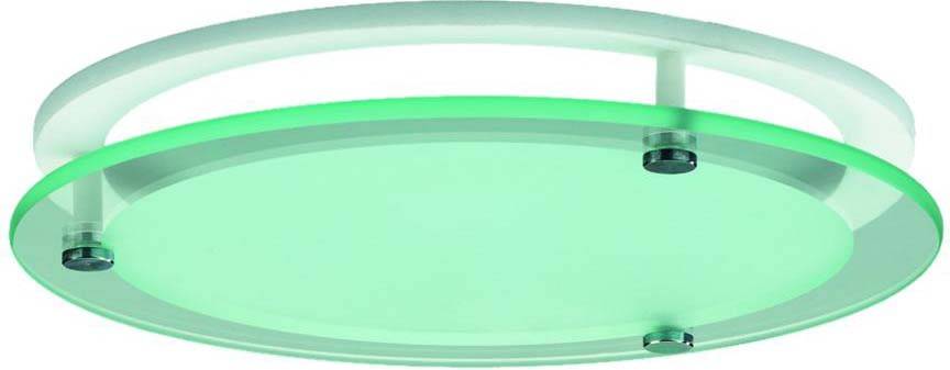 Innovative Deckenleuchte mit grün leuchtendem LED-Kreis, geeignet für moderne Innenräume. Elegantes und funktionales Design.