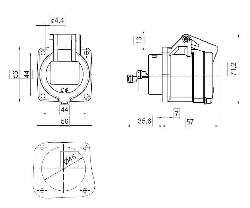 Bals Elektrotechnik 13646 13646 CEE Anbaudose 16.0A 3polig 230V 1St.