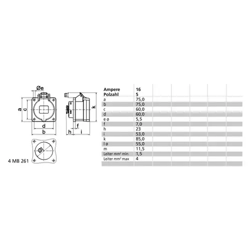 Bals Elektrotechnik 130157 130157 CEE Anbaudose 16.0A 5polig 400V 1St. Bals Elektrotechnik 130157 130157 CEE Anbaudose 16.0A 5polig 400V 1St.