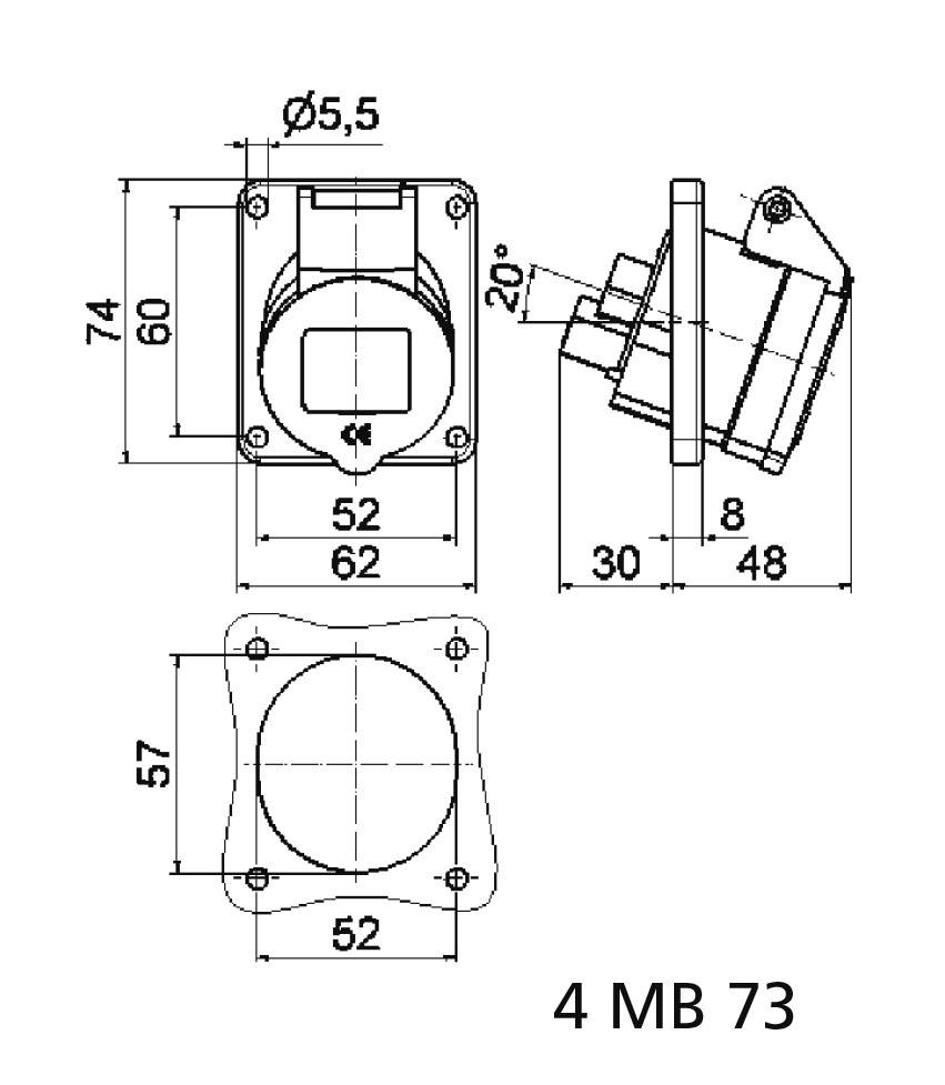 Bals Elektrotechnik 12144 12144 CEE Anbaudose 16.0A 3polig 250V 1St.