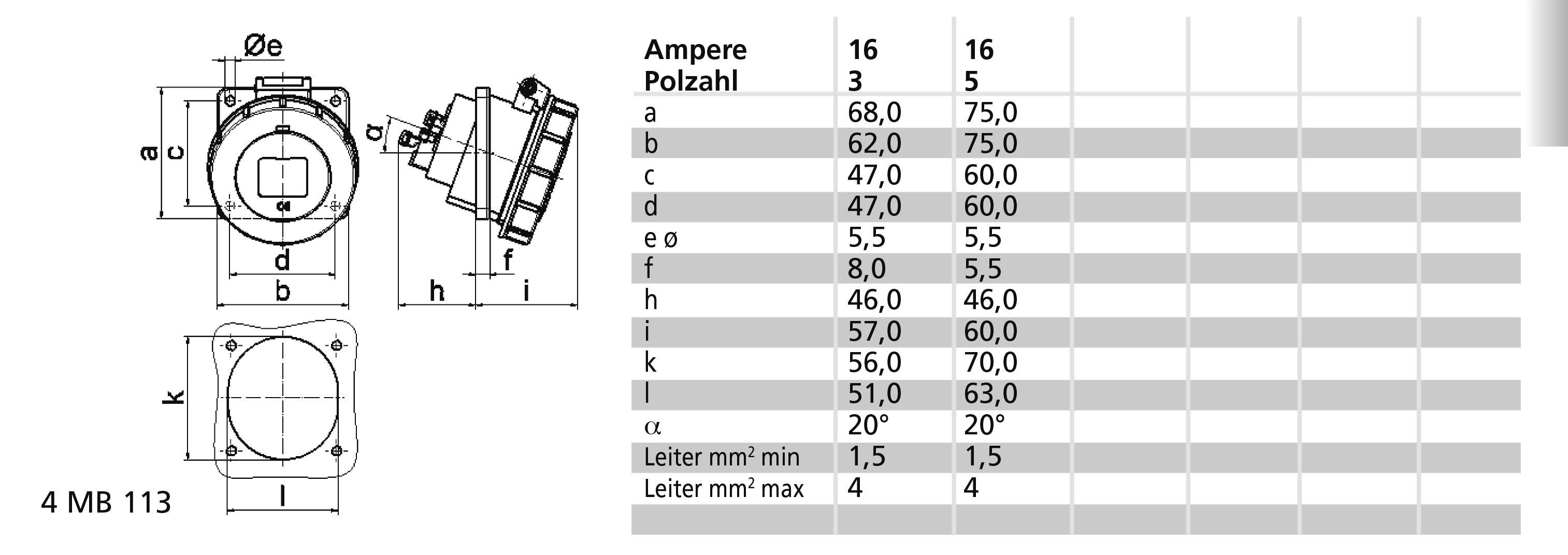 Bals Elektrotechnik 12810 12810 CEE Anbaudose 16.0A 5polig 110V 1St.