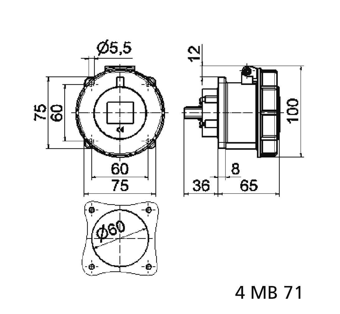 Bals Elektrotechnik 13021 13021 CEE Anbaudose 32.0A 4polig 1St.