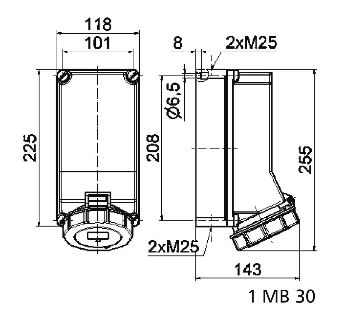 Bals Elektrotechnik 11556 11556 CEE Wandsteckdose 32.0A 4polig 1St.