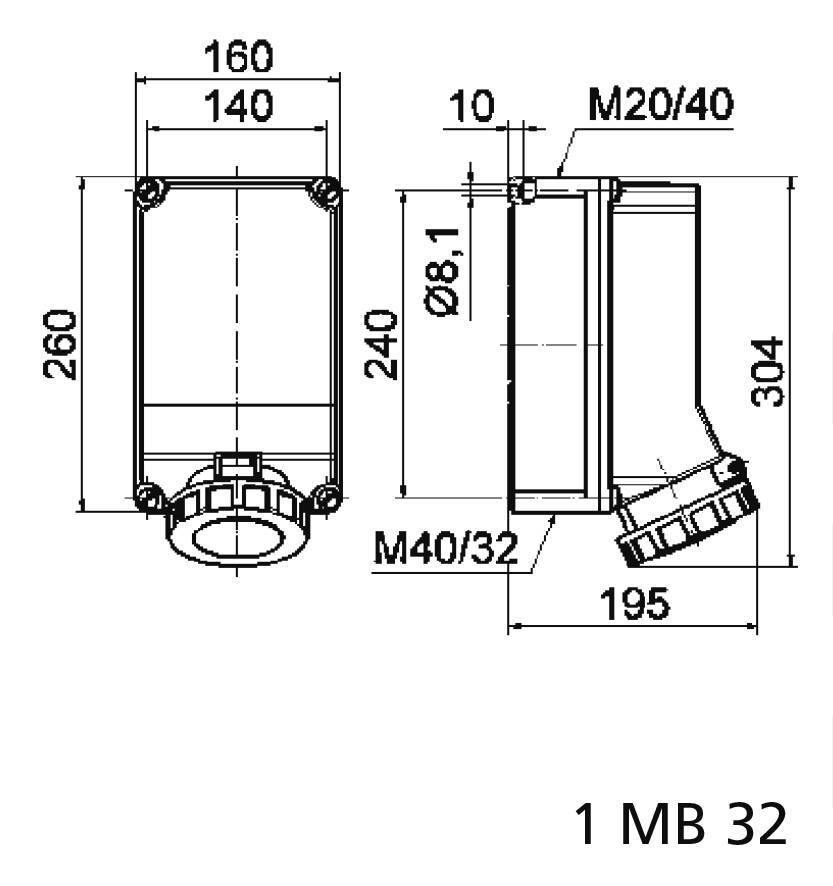 Bals Elektrotechnik 16072 16072 CEE Wandsteckdose 63.0A 5polig 400V 1St.