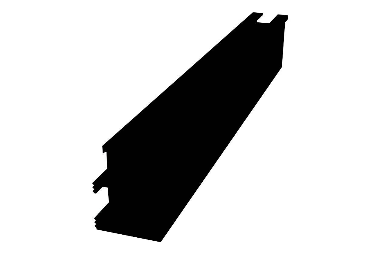 Schwarzer Schattenriss einer Winkelleiste in Profilansicht.