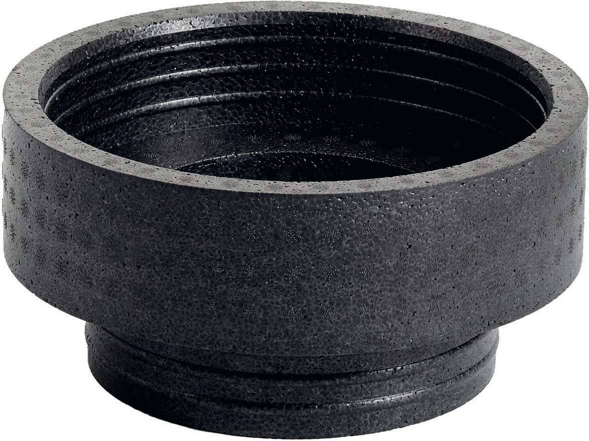 Eine schwarze, ringförmige Metallverbindung mit geriffeltem Innengewinde.