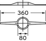 Technische Zeichnung eines Querschnitts mit Maßen: Breite 360 mm, Höhe 80 mm.