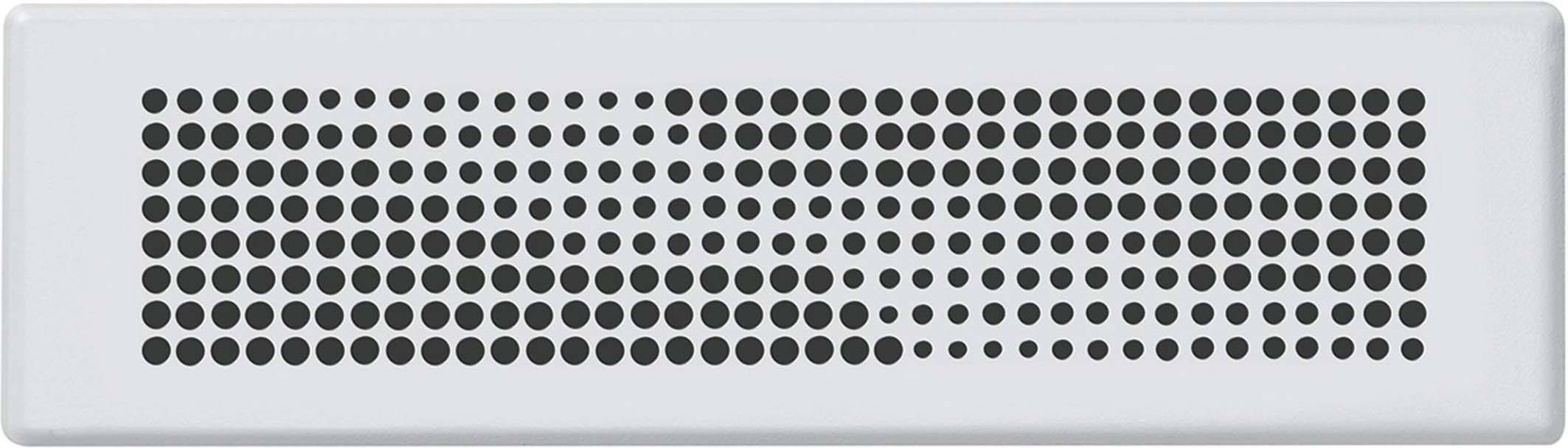 Perforiertes Lüftungsgitter aus Metall in rechteckiger Form mit gleichmäßig verteilten runden Löchern