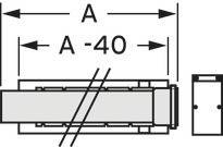 Technische Zeichnung eines Bauteils mit Maßangabe 'A' und 'A-40'. Zeigt die Seiten- und Frontansicht zur Veranschaulichung der Dimensionen.