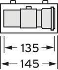 Diagramm eines mechanischen Teils mit horizontalen Maßen '135' und '145' in Millimetern angegeben.