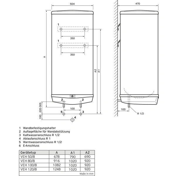 Vaillant VEH 50/8 exclusive VEH 50/8 exclusive Warmwasserspeicher B (A+ - F) Vaillant VEH 50/8 exclusive VEH 50/8 exclusive Warmwasserspeicher B (A+ - F)